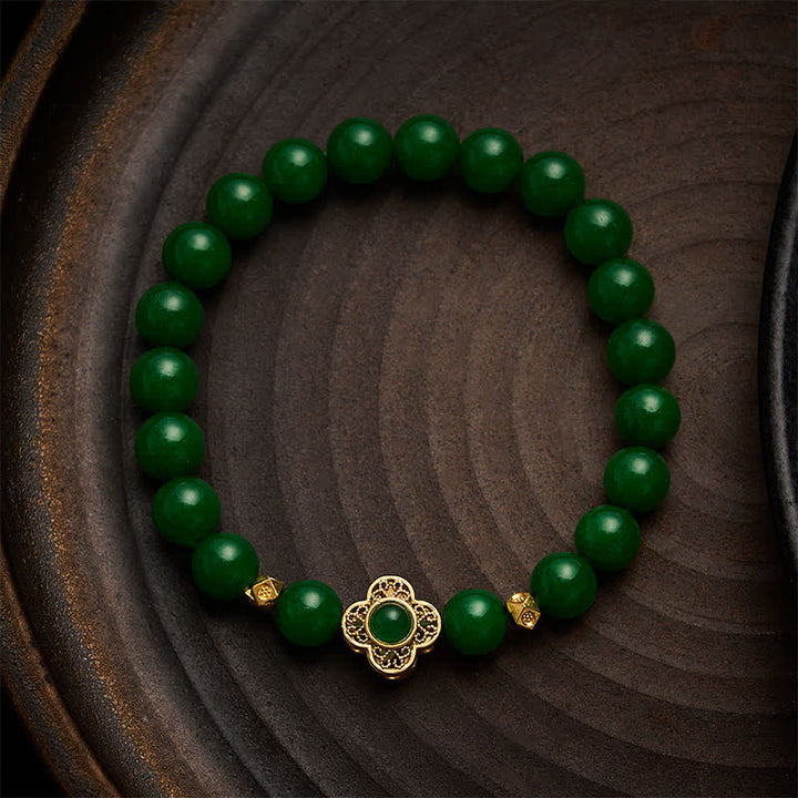 Buddha Stones Schutzarmband aus natürlichen Quarzit-Jadeperlen - Quarzit-Jade (Handgelenkumfang: 15–16 cm) - image 0