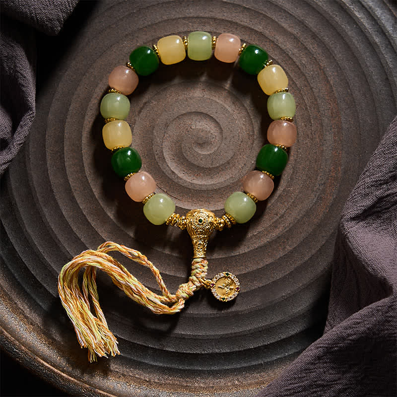 Buddha Stones Armband aus cyanfarbenen Jade-Quarzit-Jade-Perlen mit abgerundeten Rechtecken - image 1
