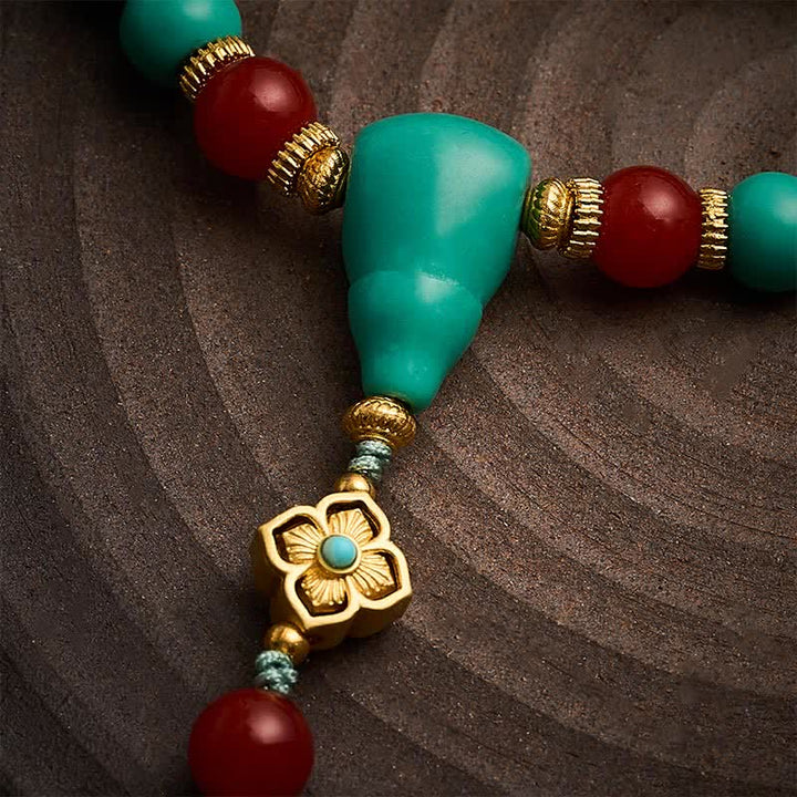 Buddha Stones Türkisfarbene tibetische Rund-Mala mit 108 Perlen - image 4