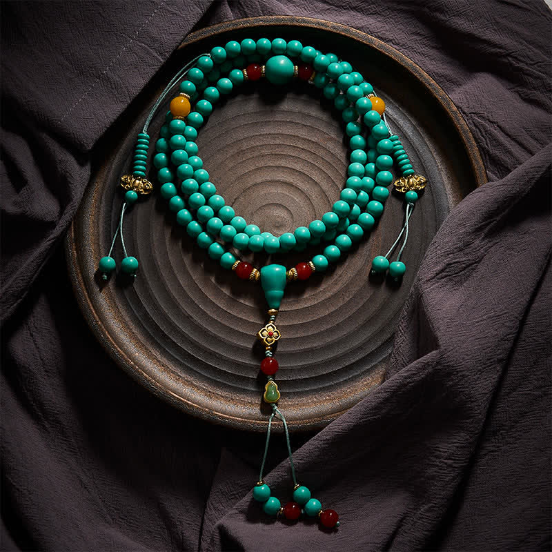 Buddha Stones Türkisfarbene tibetische Rund-Mala mit 108 Perlen - image 3