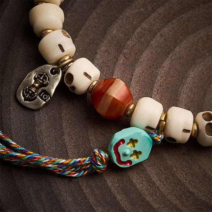 Buddha Stones Tibetisches Knochenperlen-Armband mit Totenkopfmuster „Herr des Leichenwaldes“ – Erdungsarmband - image 5