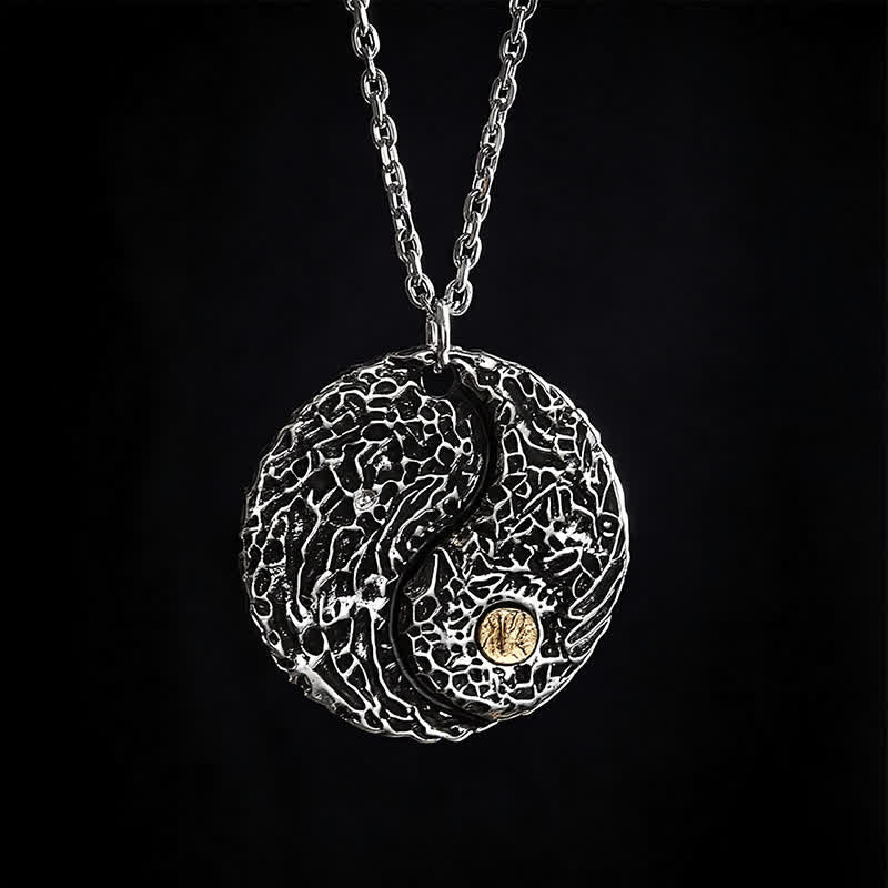 Buddha Stones Halskette aus Kupfer mit rundem, graviertem Yin-Yang-Anhänger - image 4