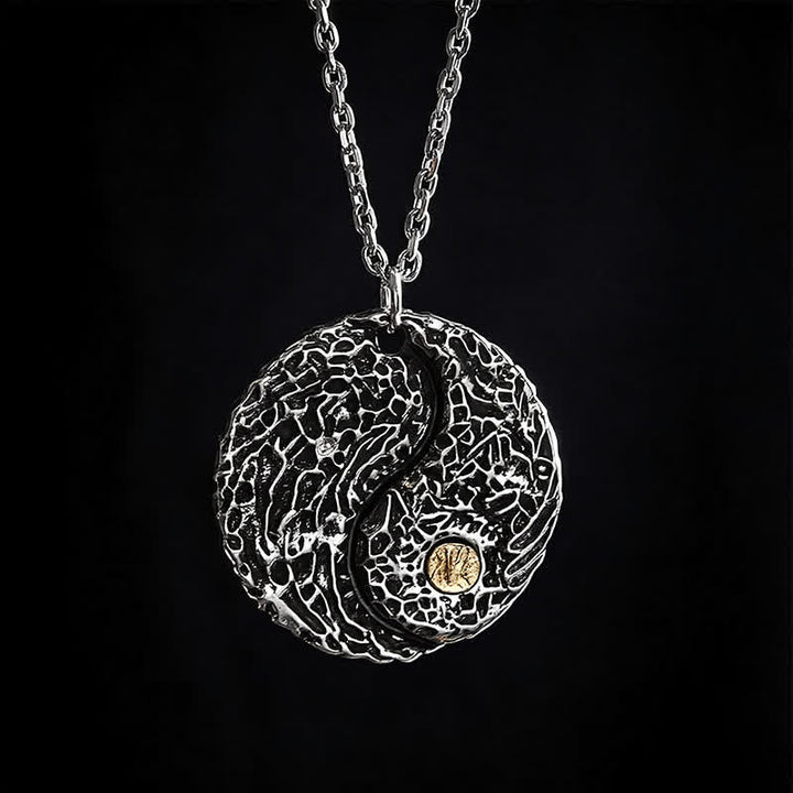 Buddha Stones Halskette aus Kupfer mit rundem, graviertem Yin-Yang-Anhänger - image 4
