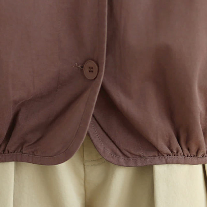Buddha Stones Lässige Vintage-Herbstjacke für Damen mit Knopfleiste, einfarbigem Karomuster und Taschen - image 8
