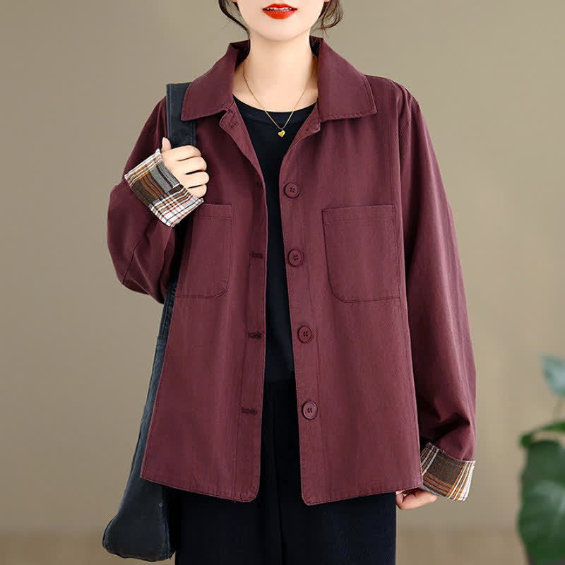 Buddha Stones Basic-Damenjacken im minimalistischen Stil für den Herbst mit aufgesetzten Taschen - image 16
