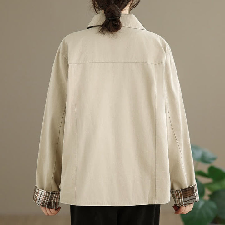 Buddha Stones Basic-Damenjacken im minimalistischen Stil für den Herbst mit aufgesetzten Taschen - image 4