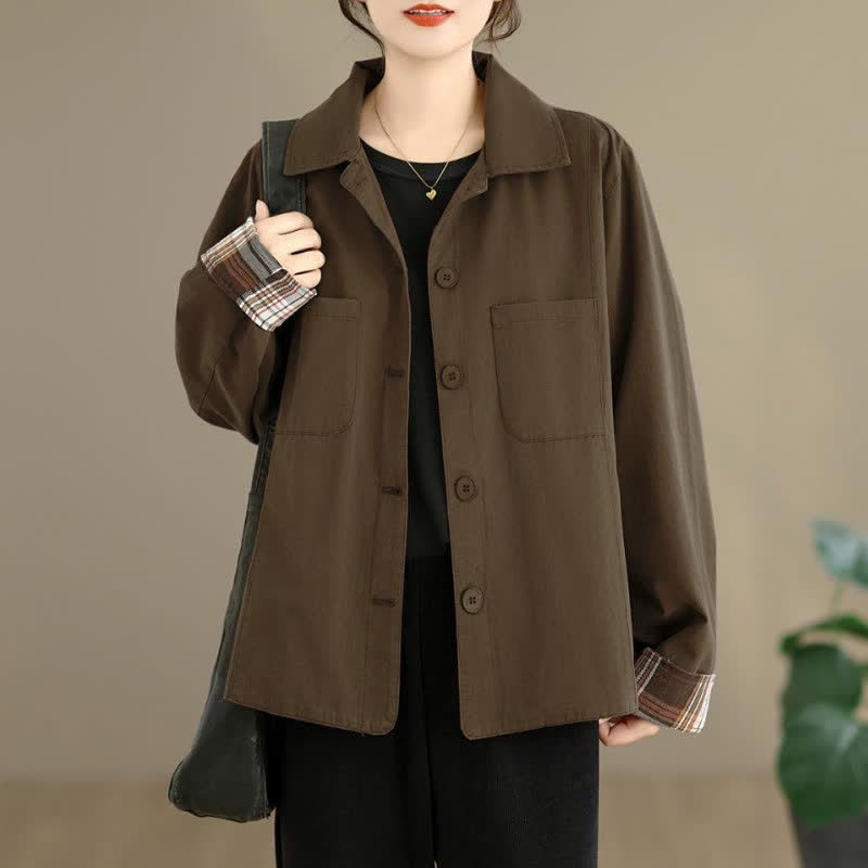 Buddha Stones Basic-Damenjacken im minimalistischen Stil für den Herbst mit aufgesetzten Taschen - image 10