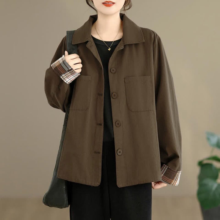 Buddha Stones Basic-Damenjacken im minimalistischen Stil für den Herbst mit aufgesetzten Taschen - image 10