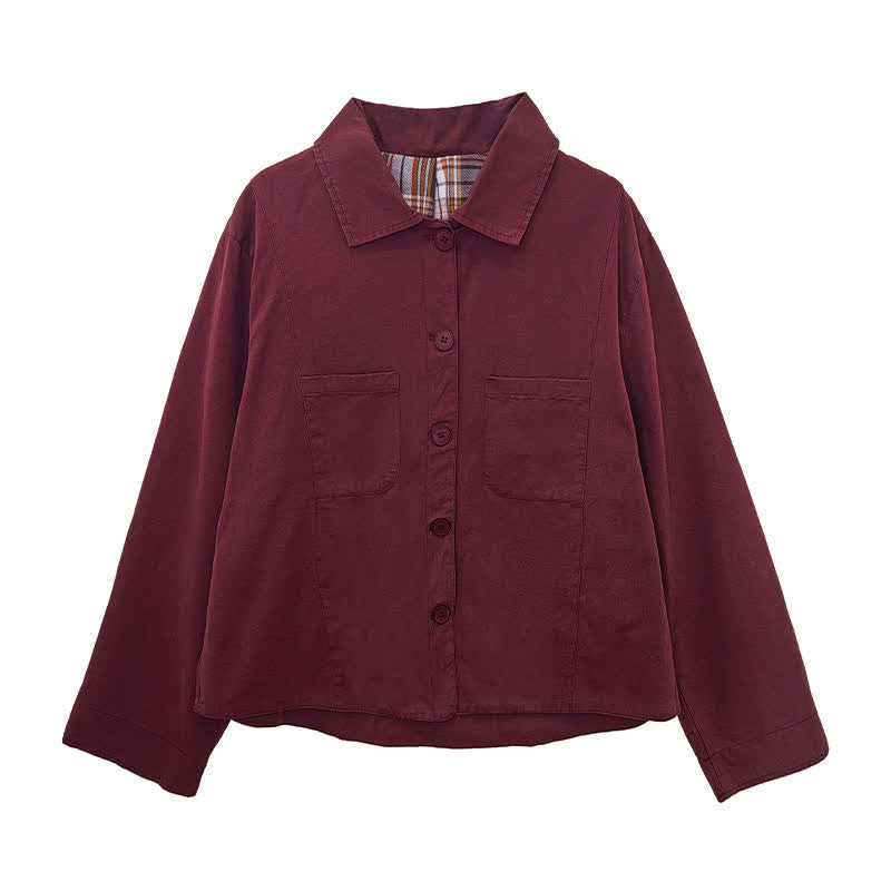 Buddha Stones Basic-Damenjacken im minimalistischen Stil für den Herbst mit aufgesetzten Taschen - image 19