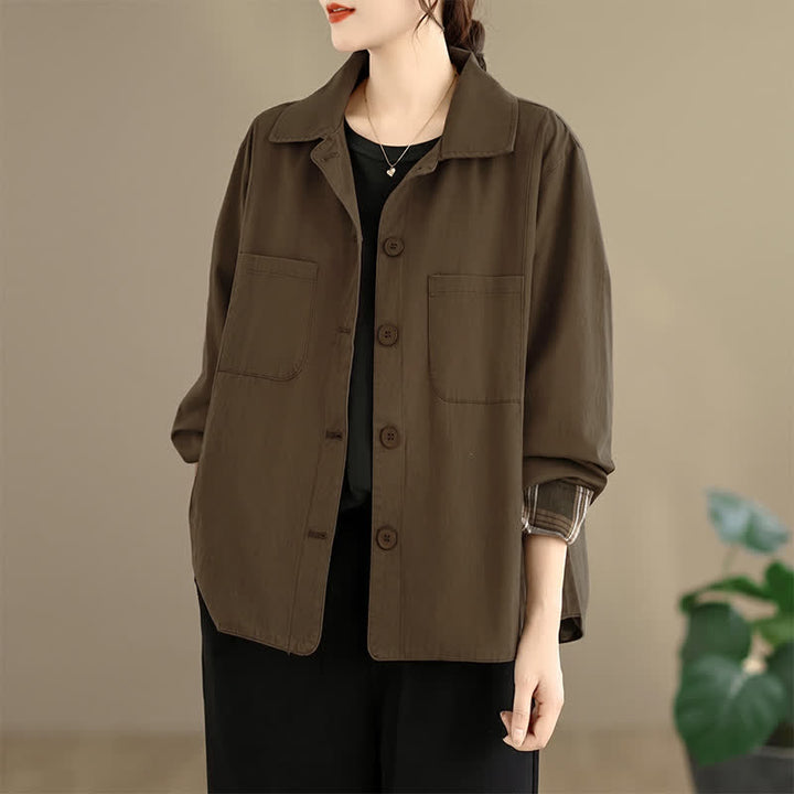 Buddha Stones Basic-Damenjacken im minimalistischen Stil für den Herbst mit aufgesetzten Taschen - image 13