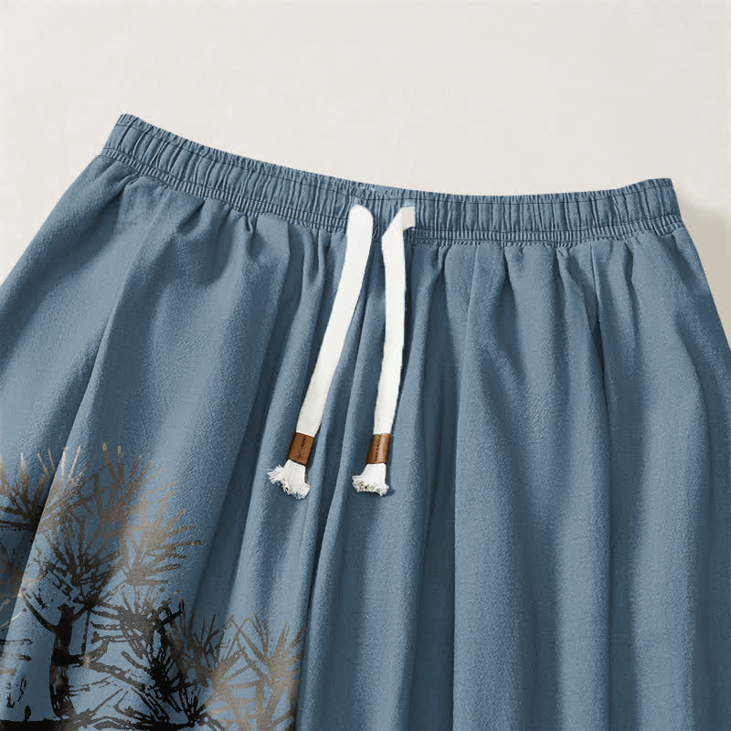 Buddha Stones Herren-Haremshose aus reiner Baumwolle mit Kiefernmuster, Kordelzug und Taschen - image 9