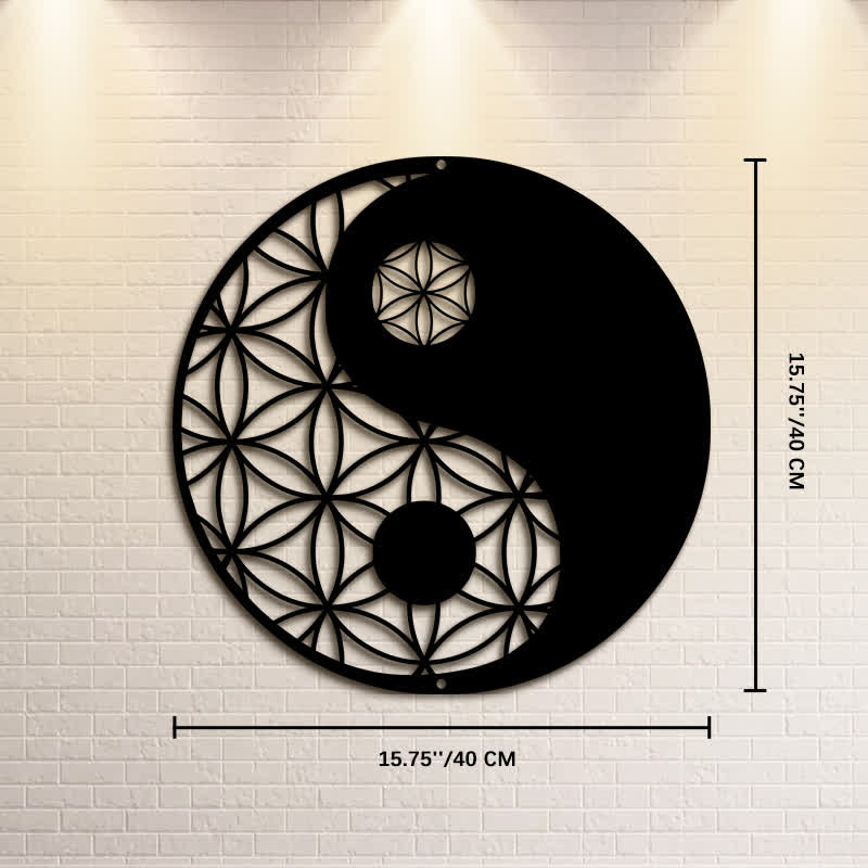 Buddha Stones Minimalistische Wanddekoration aus Eisen im Yin-Yang-Balance-Stil - Ca. 40 cm x 40 cm x 0,1 cm / 15,75 Zoll x 15,75 Zoll x 0,04 Zoll - image 8