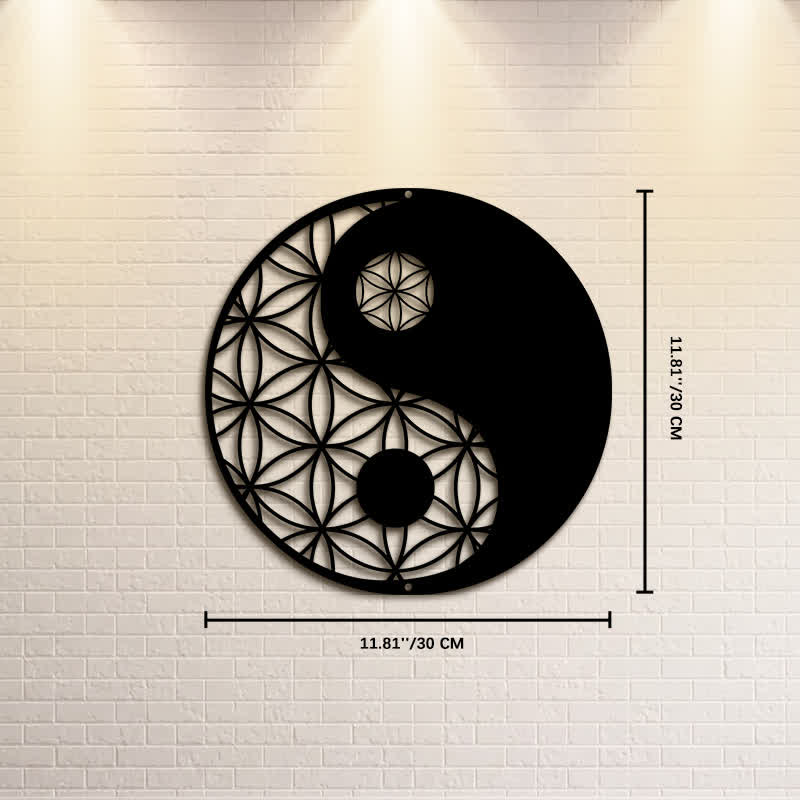 Buddha Stones Minimalistische Wanddekoration aus Eisen im Yin-Yang-Balance-Stil - Ca. 30 cm x 30 cm x 0,1 cm / 11,81 Zoll x 11,81 Zoll x 0,04 Zoll - image 4