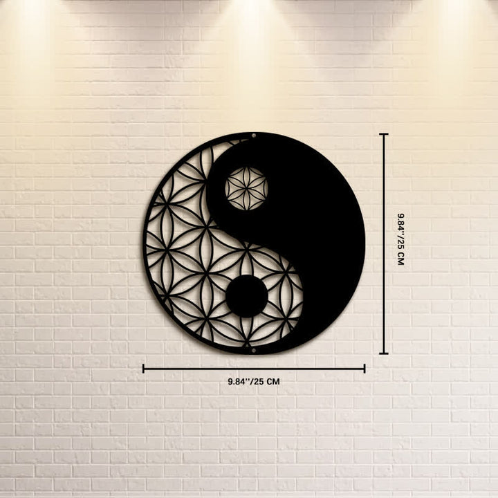 Buddha Stones Minimalistische Wanddekoration aus Eisen im Yin-Yang-Balance-Stil - Ca. 25 cm x 25 cm x 0,1 cm / 9,84 Zoll x 9,84 Zoll x 0,04 Zoll - image 2