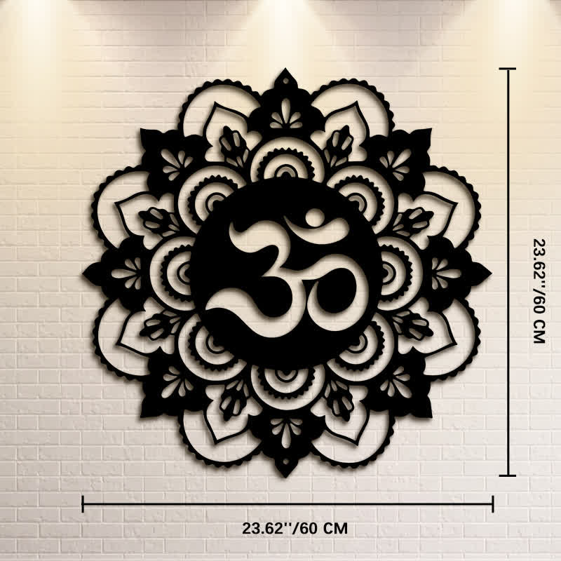 Buddha Stones Rundes Wanddekor aus Eisen, Mandala mit heiligem OM-Symbol für Achtsamkeit - Ca. 60 cm x 60 cm x 0,12 cm / 23,62 Zoll x 23,62 Zoll x 0,05 Zoll - image 13