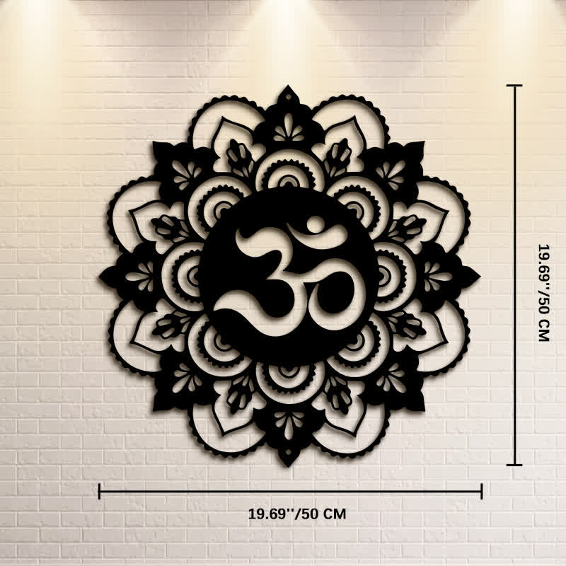 Buddha Stones Rundes Wanddekor aus Eisen, Mandala mit heiligem OM-Symbol für Achtsamkeit - Ca. 50 cm x 50 cm x 0,12 cm / 19,69 Zoll x 19,69 Zoll x 0,05 Zoll - image 10