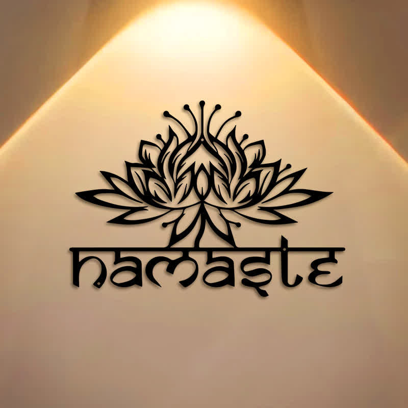 Buddha Stones Schwarze Lotusblume „Namaste Peace“ – Wanddekoration aus Metall - image 0