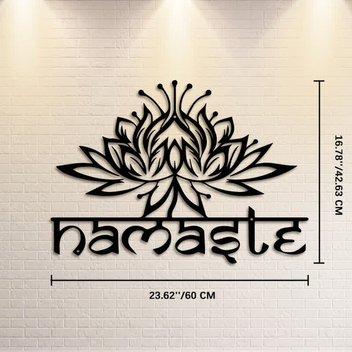 Buddha Stones Schwarze Lotusblume „Namaste Peace“ – Wanddekoration aus Metall - Ca. 60 cm x 42,63 cm x 0,12 cm / 23,62 Zoll x 16,78 Zoll x 0,05 Zoll - image 13