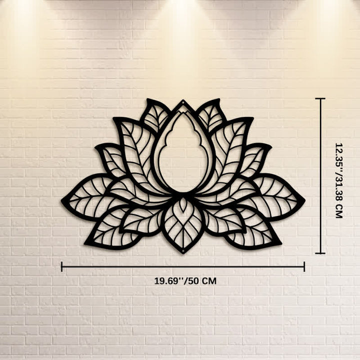 Buddha Stones Metallene Lotus-Silhouette der Erleuchtung – Symbolik aus Eisen – Wandkunst - Ca. 50 cm x 31,38 cm x 0,12 cm / 19,69 Zoll x 12,35 Zoll x 0,05 Zoll - image 10