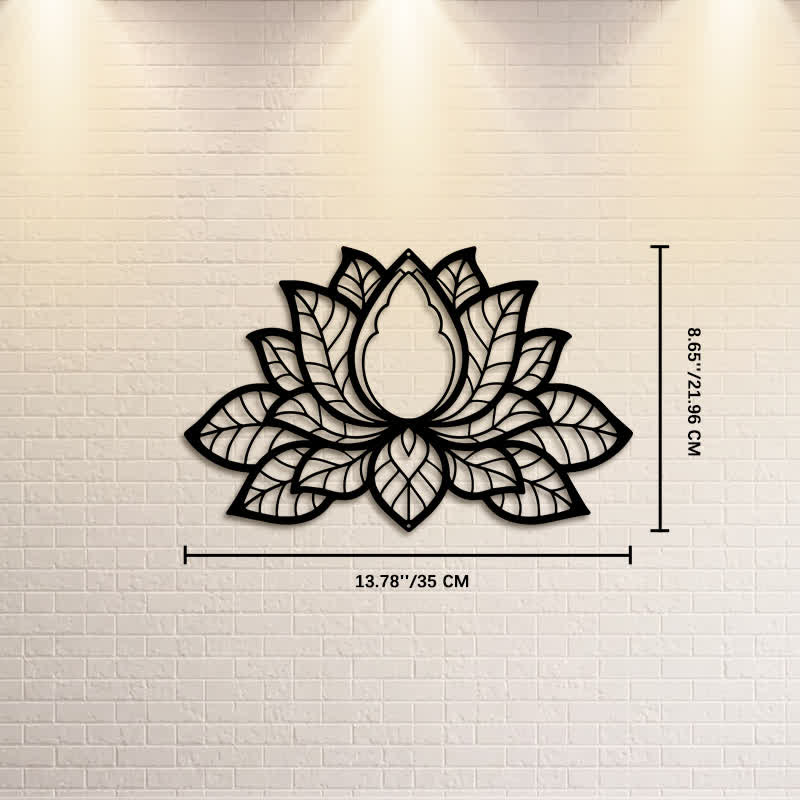 Buddha Stones Metallene Lotus-Silhouette der Erleuchtung – Symbolik aus Eisen – Wandkunst - Ca. 35 cm x 21,96 cm x 0,1 cm / 13,78 Zoll x 8,65 Zoll x 0,04 Zoll - image 6