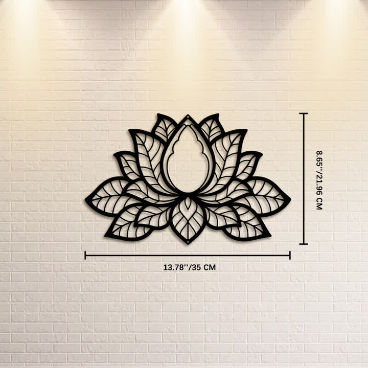 Buddha Stones Metallene Lotus-Silhouette der Erleuchtung – Symbolik aus Eisen – Wandkunst - Ca. 35 cm x 21,96 cm x 0,1 cm / 13,78 Zoll x 8,65 Zoll x 0,04 Zoll - image 6