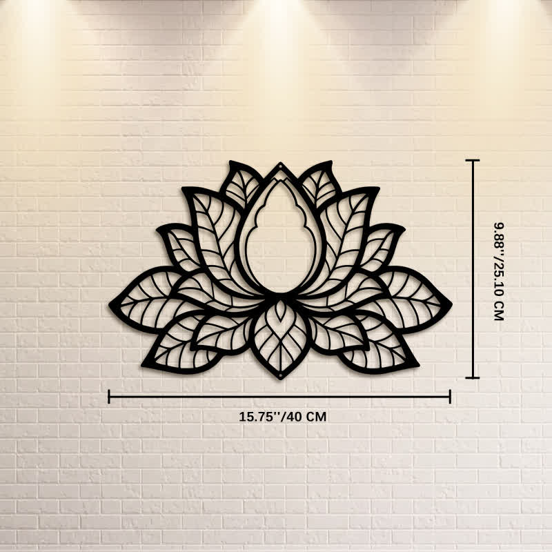 Buddha Stones Metallene Lotus-Silhouette der Erleuchtung – Symbolik aus Eisen – Wandkunst - Ca. 40 cm x 25,10 cm x 0,1 cm / 15,75 Zoll x 9,88 Zoll x 0,04 Zoll - image 8