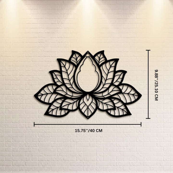 Buddha Stones Metallene Lotus-Silhouette der Erleuchtung – Symbolik aus Eisen – Wandkunst - Ca. 40 cm x 25,10 cm x 0,1 cm / 15,75 Zoll x 9,88 Zoll x 0,04 Zoll - image 8