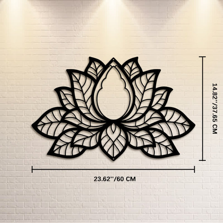 Buddha Stones Metallene Lotus-Silhouette der Erleuchtung – Symbolik aus Eisen – Wandkunst - Ca. 60 cm x 37,65 cm x 0,12 cm / 23,62 Zoll x 14,82 Zoll x 0,05 Zoll - image 13