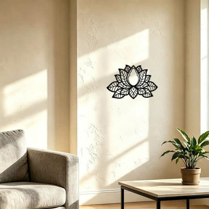 Buddha Stones Metallene Lotus-Silhouette der Erleuchtung – Symbolik aus Eisen – Wandkunst - image 9