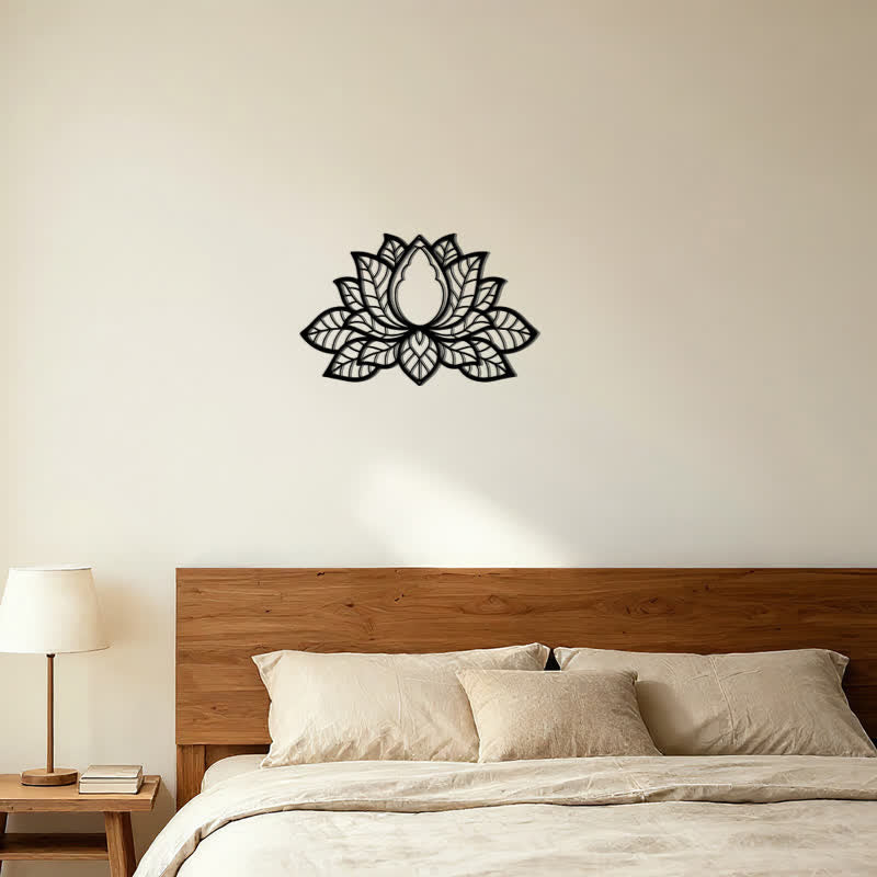 Buddha Stones Metallene Lotus-Silhouette der Erleuchtung – Symbolik aus Eisen – Wandkunst - image 12
