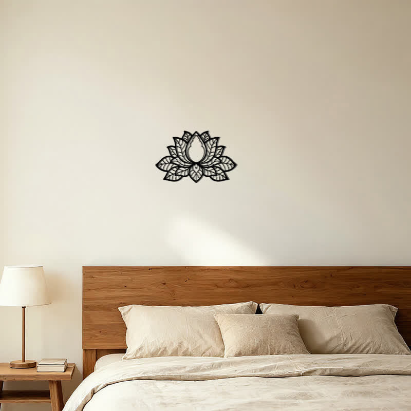 Buddha Stones Metallene Lotus-Silhouette der Erleuchtung – Symbolik aus Eisen – Wandkunst - image 5