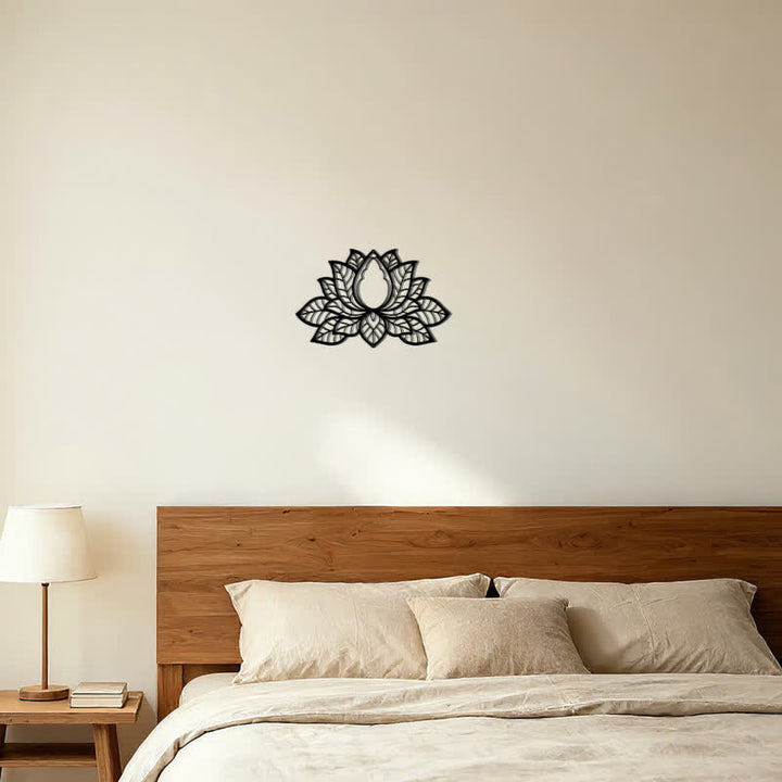 Buddha Stones Metallene Lotus-Silhouette der Erleuchtung – Symbolik aus Eisen – Wandkunst - image 5