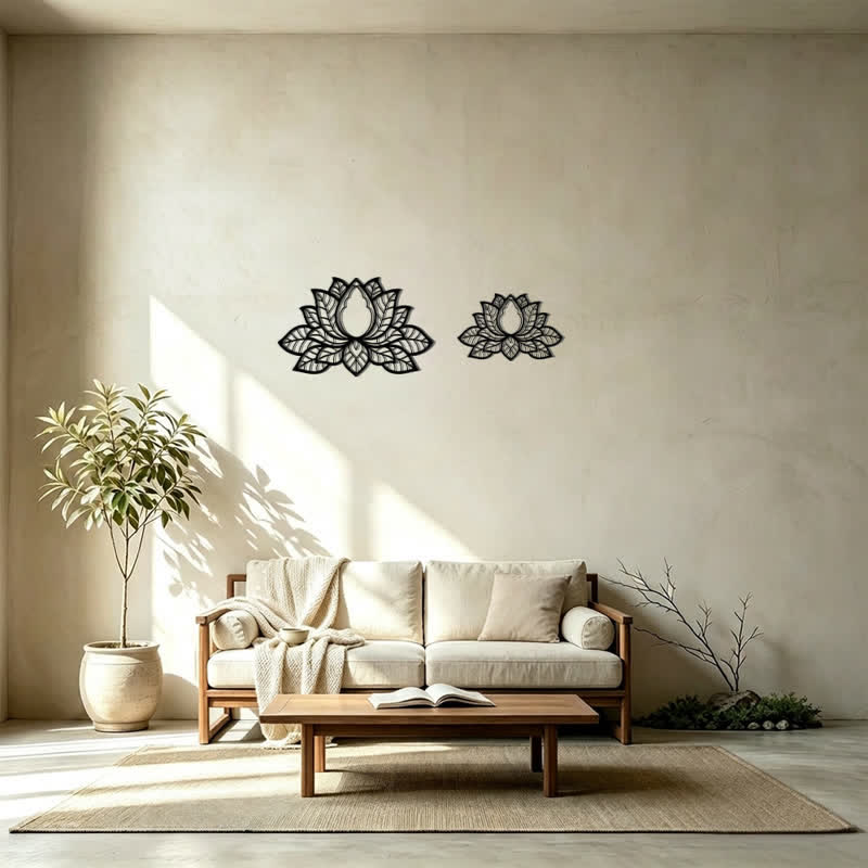 Buddha Stones Metallene Lotus-Silhouette der Erleuchtung – Symbolik aus Eisen – Wandkunst - image 14