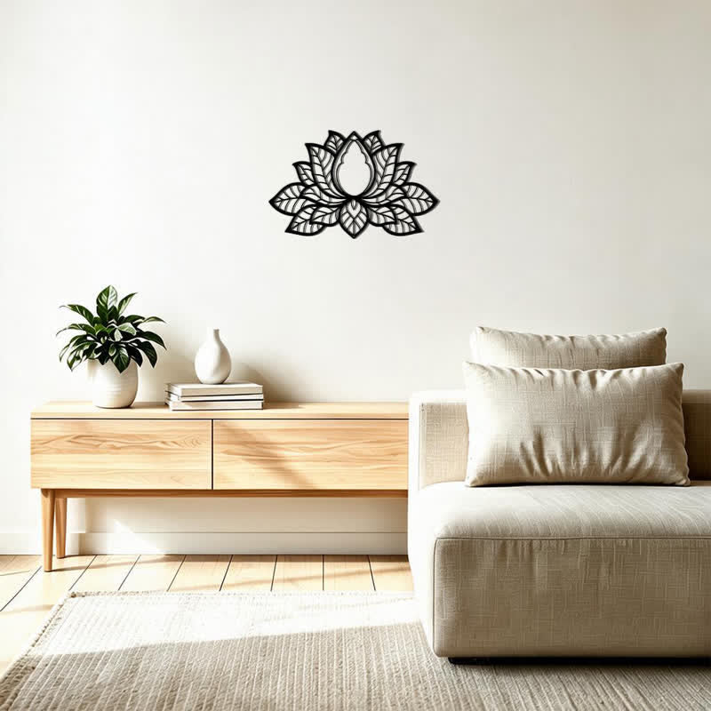 Buddha Stones Metallene Lotus-Silhouette der Erleuchtung – Symbolik aus Eisen – Wandkunst - image 11
