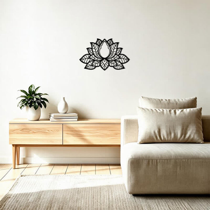 Buddha Stones Metallene Lotus-Silhouette der Erleuchtung – Symbolik aus Eisen – Wandkunst - image 11