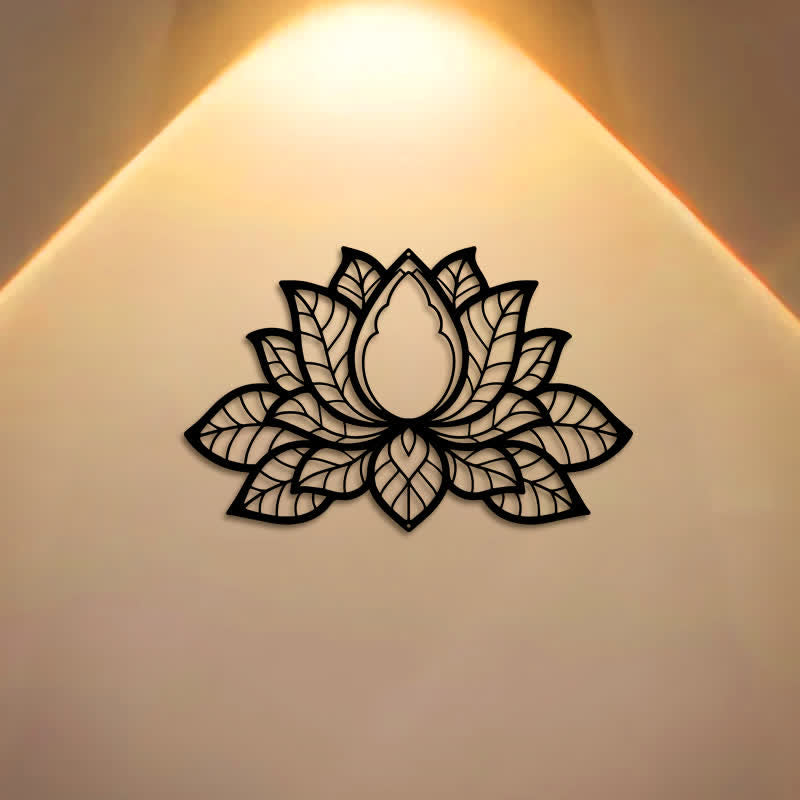 Buddha Stones Metallene Lotus-Silhouette der Erleuchtung – Symbolik aus Eisen – Wandkunst - image 0