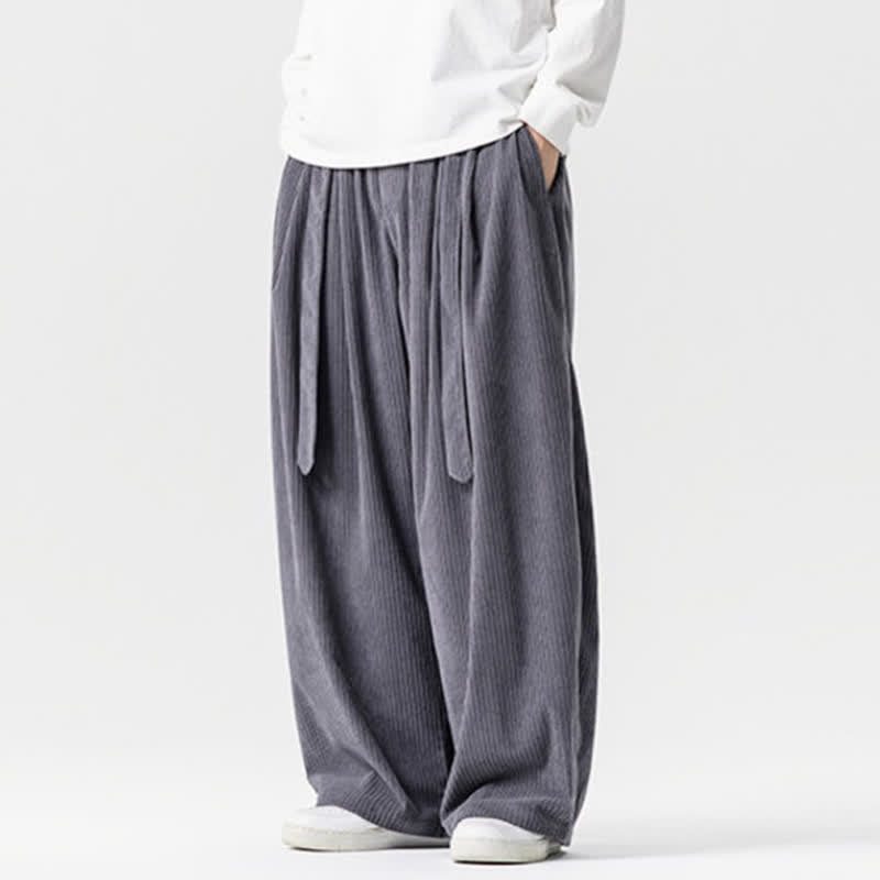 Buddha Stones Lässige Vintage-Cordhose für Herren mit Kordelzug, lange Beine und Taschen – ideal für Herbst und Winter - image 1