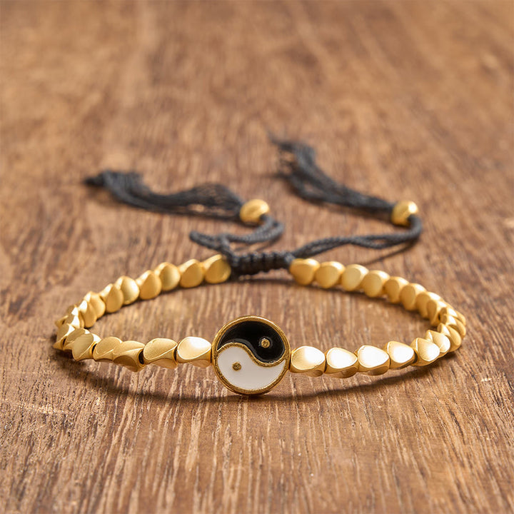 Buddha Stones Tibetisches Yin-Yang-Armband aus Kupferperlen und schwarzer Schnur - image 1