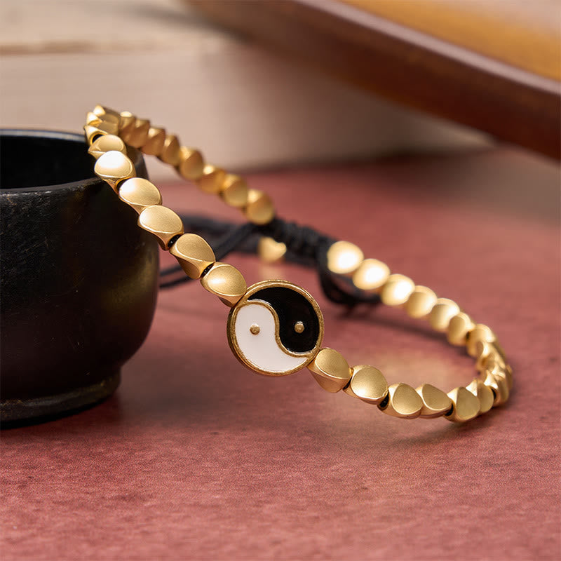 Buddha Stones Tibetisches Yin-Yang-Armband aus Kupferperlen und schwarzer Schnur - image 4
