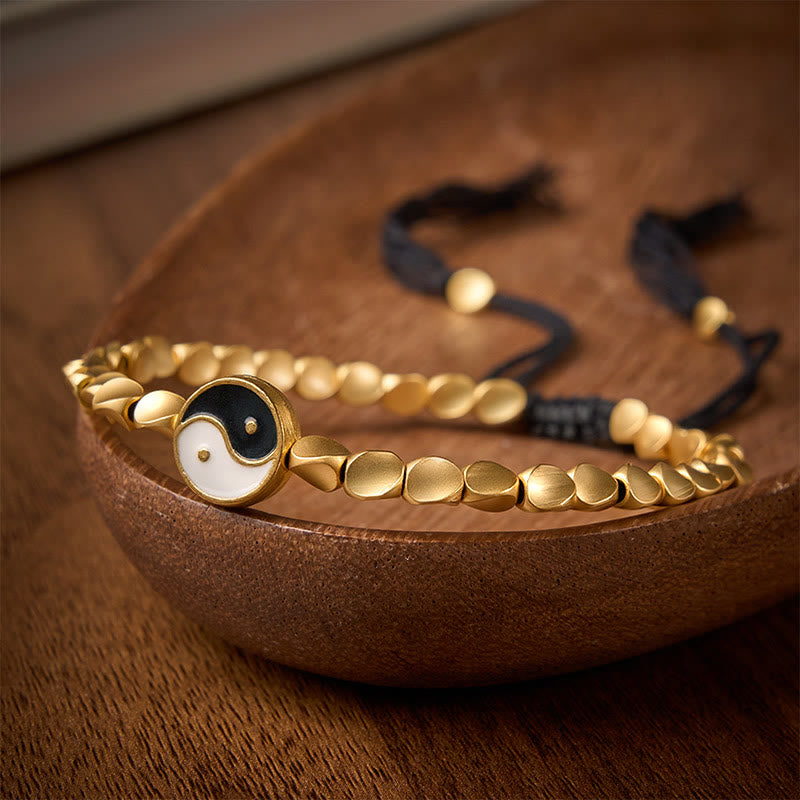 Buddha Stones Tibetisches Yin-Yang-Armband aus Kupferperlen und schwarzer Schnur - image 2