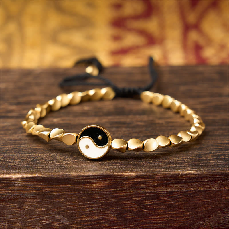 Buddha Stones Tibetisches Yin-Yang-Armband aus Kupferperlen und schwarzer Schnur - image 3