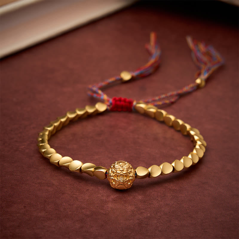 Buddha Stones Tibetisches Kupferperlen-Pi-Xiu-Armband mit bunter Schnur - 7,9 Zoll (20 cm) - image 0
