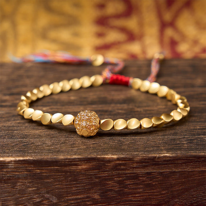 Buddha Stones Tibetisches Kupferperlen-Pi-Xiu-Armband mit bunter Schnur - image 8