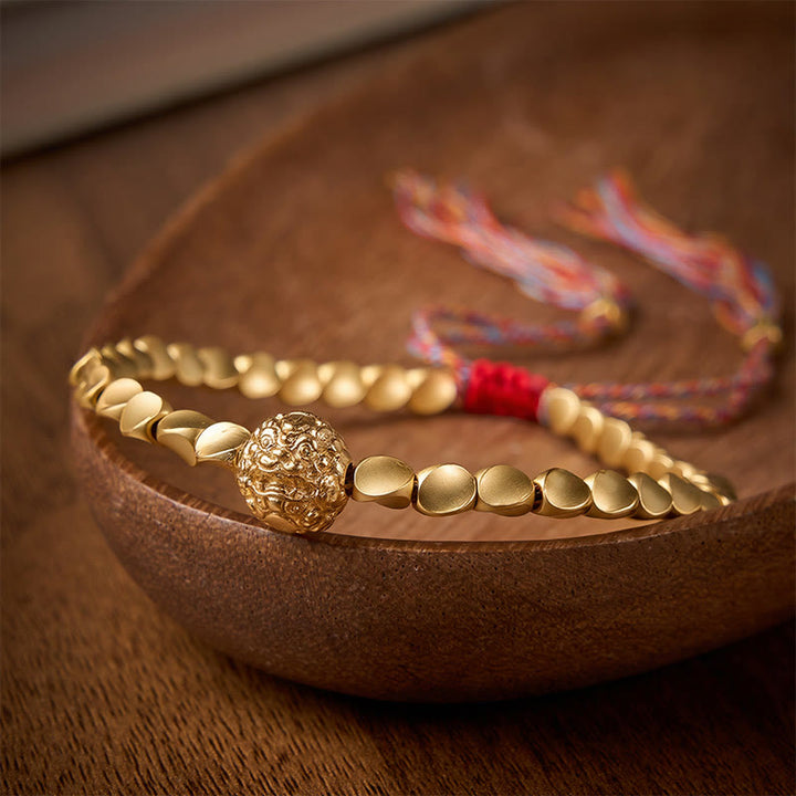 Buddha Stones Tibetisches Kupferperlen-Pi-Xiu-Armband mit bunter Schnur - image 2