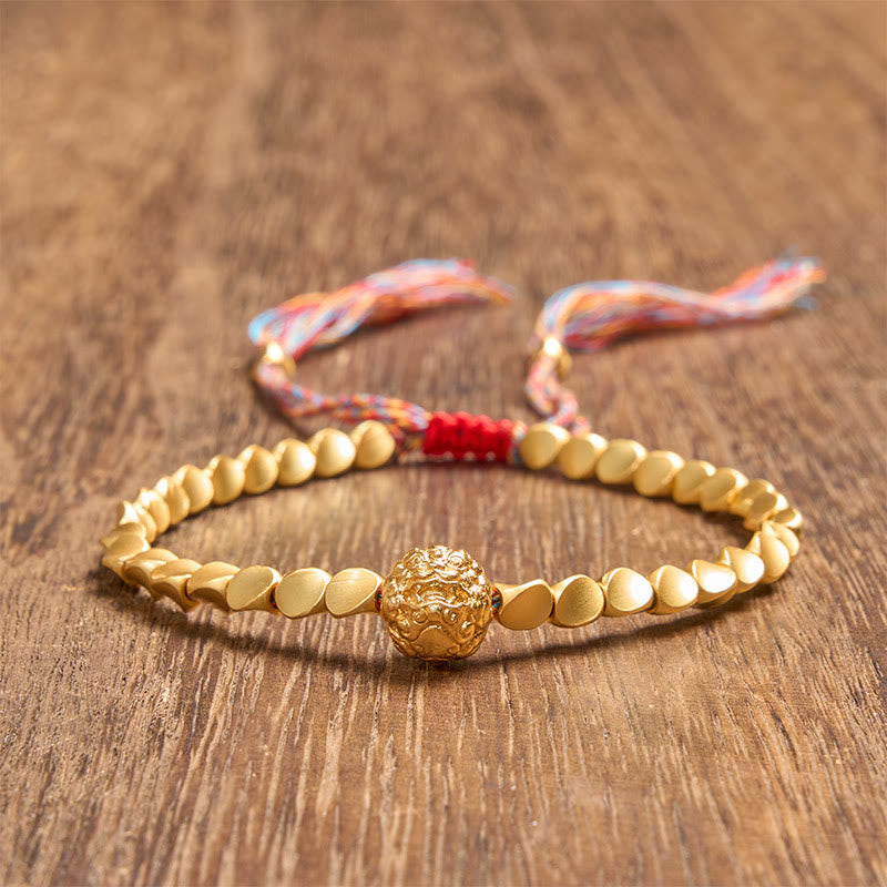 Buddha Stones Tibetisches Kupferperlen-Pi-Xiu-Armband mit bunter Schnur - image 1