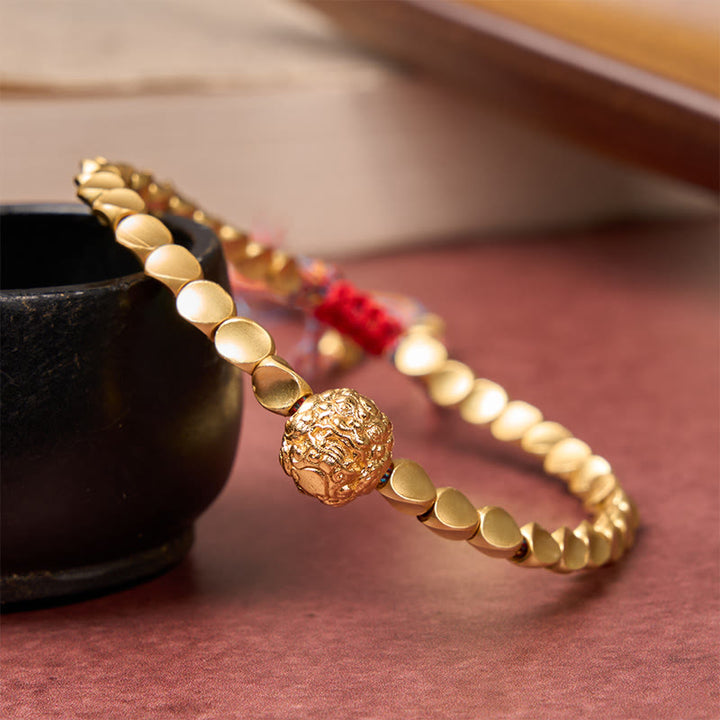 Buddha Stones Tibetisches Kupferperlen-Pi-Xiu-Armband mit bunter Schnur - image 3