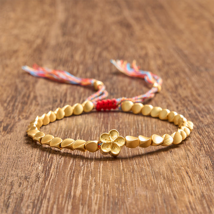 Buddha Stones Buntes Armband aus tibetischen Kupferperlen mit Pfirsichblütenmotiv - image 3