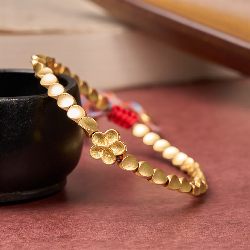 Buddha Stones Buntes Armband aus tibetischen Kupferperlen mit Pfirsichblütenmotiv - image 5