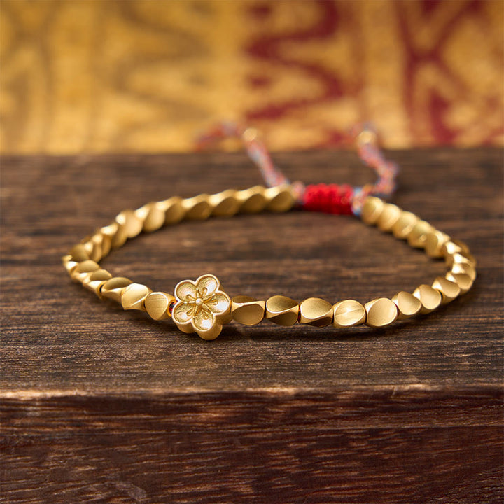 Buddha Stones Buntes Armband aus tibetischen Kupferperlen mit Pfirsichblütenmotiv - image 4