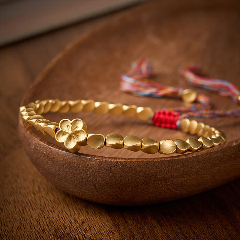 Buddha Stones Buntes Armband aus tibetischen Kupferperlen mit Pfirsichblütenmotiv - image 2